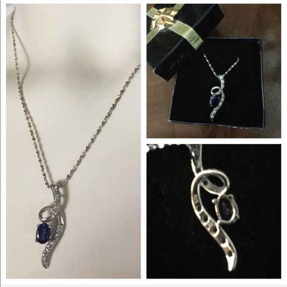 Jewelry - Blue Sapphire & Diamond Pendant Necklace